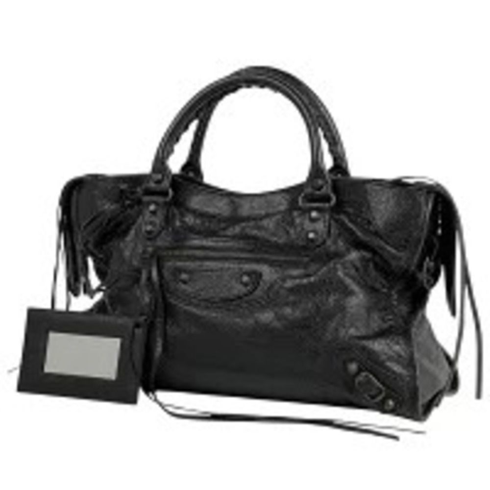 Balenciaga The City Shoulder Bag Handbag Leather Black